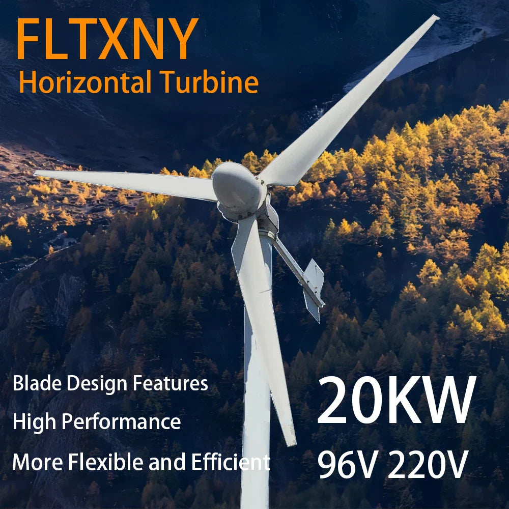 CE 20000W New Energy Horizontal Wind Turbine Generator Free MPPT Controller 48v 96v 220v 3 Blades Small Windmill by 54Grid - Renewable Energy Store