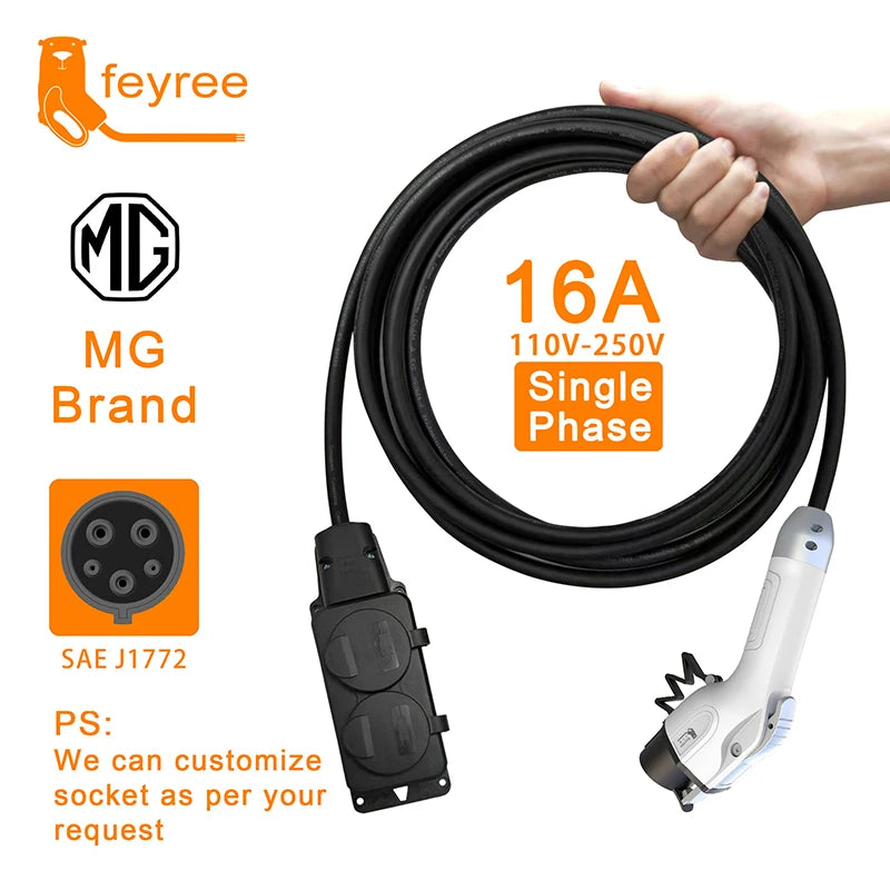 feyree Type1 16A Charger Cable with EU Socket Outdoor Power Station Electric Car Side Discharge Plug EV ( need car supports V2L)