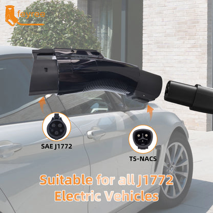 feyree Portable TS- NACS to J1772 Adapter 80A 240V max, Compact Charger Converter for Tesla Model S/3/X/Y,AC EV Charging station