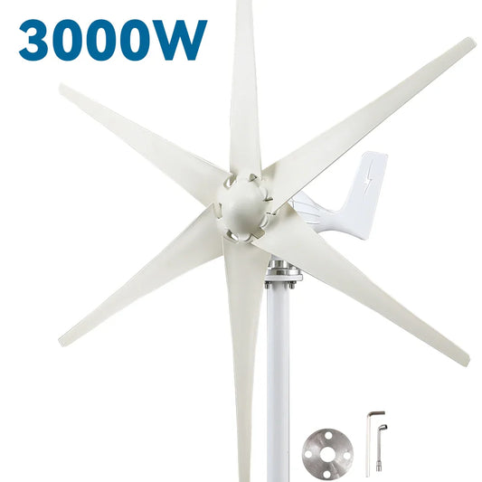 3kw Small Wind Mill Turbine Power Generator Complete Kit 12v 24v 48v 3 Blades Dynamo With MPPT Charge Controller RV Yacht Farm - 54Grid - Renewable Energy Store