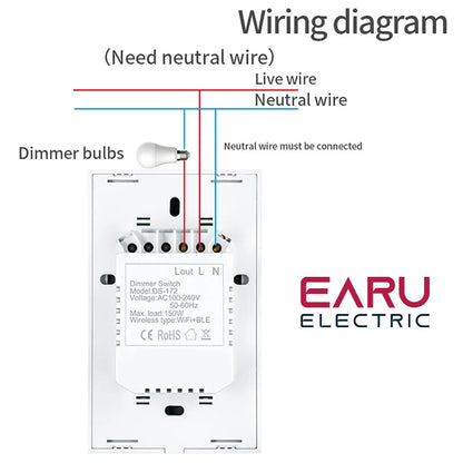 EU US WiFi Smart Glass Panel Wall Touch Switch Dimmer Switch by Smart Life Tuya APP Remote Control for Amazon Alexa Google Home by 54Grid - Renewable Energy Store