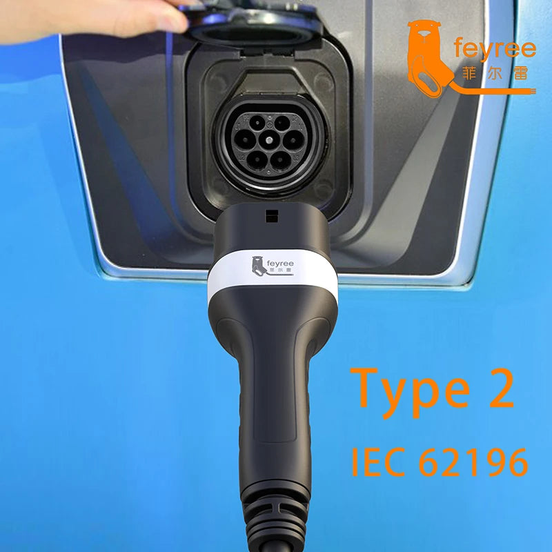 feyree EV Charger Plug Type2 Female Socket for Car Side 16A 32A 1Phase 11KW 22KW 3Phase IEC62196-2 Adapter for Electric Vehicle