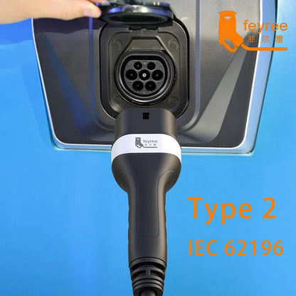 feyree EV Charger Plug Type2 Female Socket for Car Side 16A 32A 1Phase 11KW 22KW 3Phase IEC62196-2 Adapter for Electric Vehicle
