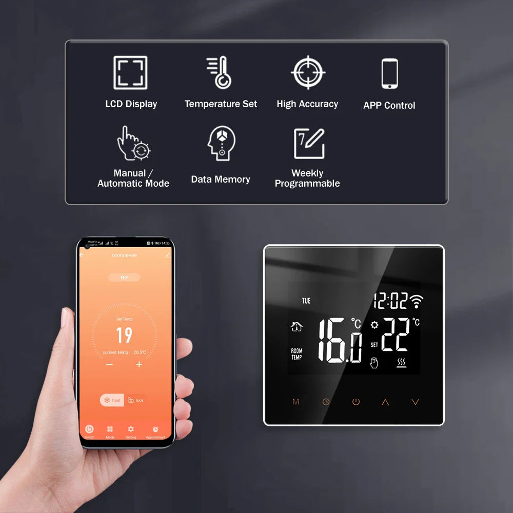 ME81 TUYA APP WiFi Smart Thermostat Floor Heating TRV Water Gas Boiler Temperature Voice Remote Controller for Google Home Alexa by 54Grid - Renewable Energy Store