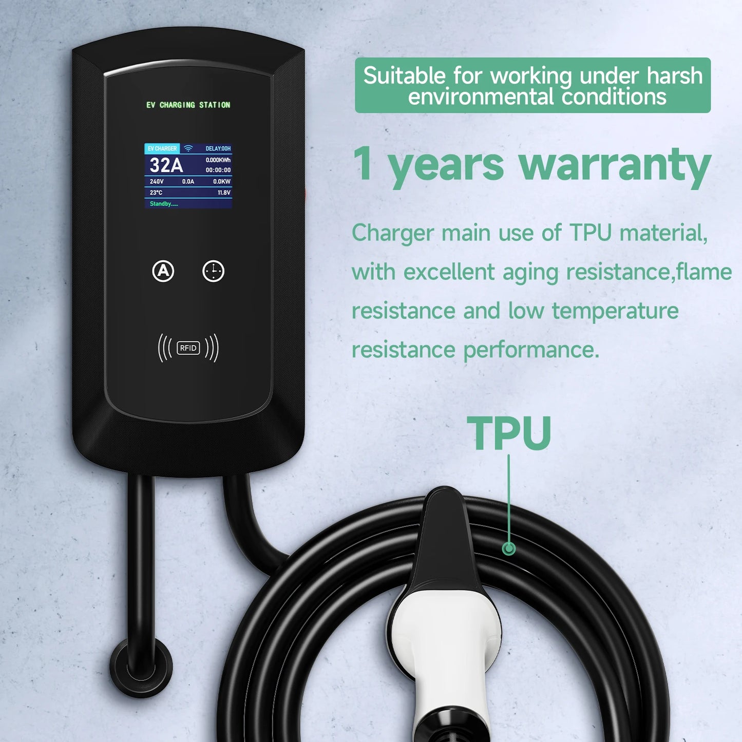 AFYEEV 22KW GB/T EV Charging Station 32A Electric Vehicle Car Charger EVSE Wallbox Wallmount RFID WiFi Bluetooth APP Control