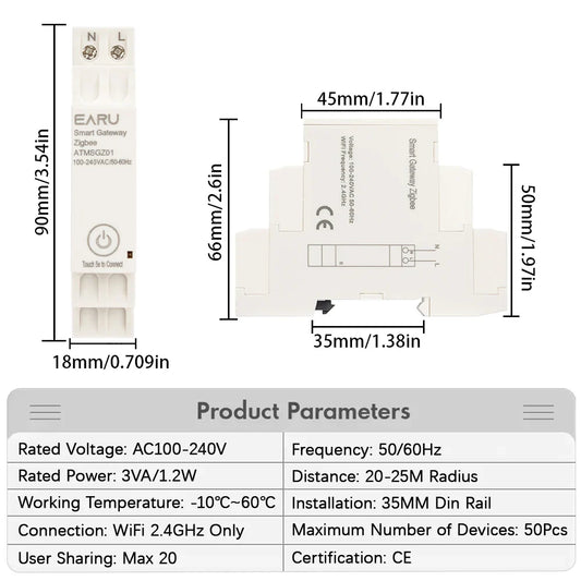 Tuya Smart Life App ZigBee 3.0 Gateway Hub Smart Home Appliances Wireless Bridge Remote Control Automation Device Works Din Rail