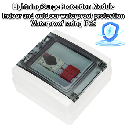DC 1000V 1 Input 1 Output Solar Photovoltaic PV Combiner Box With Surge Lightning Protection DC Fuse MCB SPD Waterproof Box IP65