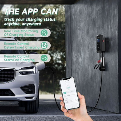 AFYEEV 32A EV Charging Station 22KW 3Phase Electric Vehicle Car Charger 11KW Type2 IEC62196-2 EVSE Wallbox APP Control 5m Cable