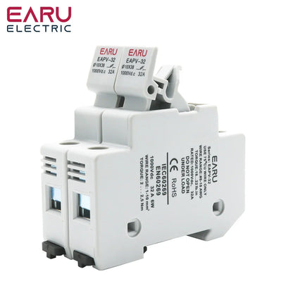1P 2P Parallel Din Rail DC Fuse Holder 10*38mm High Voltage Solar PV 1000V Base Photovoltaic System Protection Protector gpV