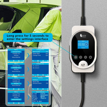 feyree EV Charger Type1 Plug 32A 40A 50A Fast Charging EVSE Wallbox for Electric Car Charging Station Adjust Current & Set Delay