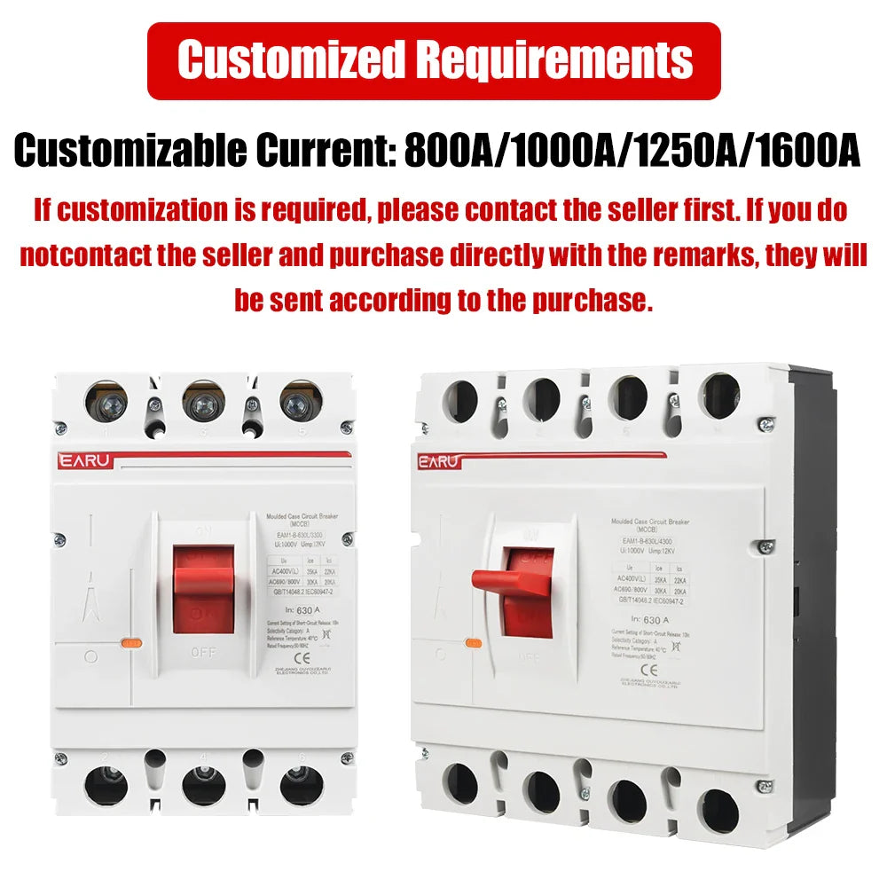 3P 4P AC 400V 100A-250A MCCB Solar Moulded Case Circuit Breaker Overload Protection Switch Protector for Solar PV Photovoltaic