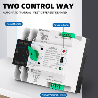 Dual Power Automatic Transfer Selector Switches Uninterrupted 63/ 100/ 125A photovoltaics solar by 54Grid - Renewable Energy Store