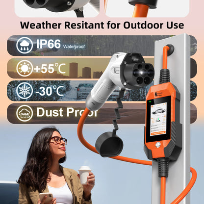 feyree 11kW 16A 3P Portable EV Charger GB/T Plug 4.3" Touchscreen & Charge History WIFI APP Ctrl Smart EVSE for Electric Vehicle