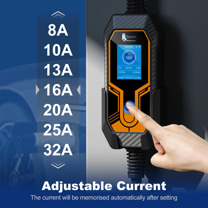feyree Portable EV Charger Wallbox Tesla 7KW 32A 1Phase Level 2 with 5m Cable Current Adjustable for all Tesla Models 3/Y/S/X