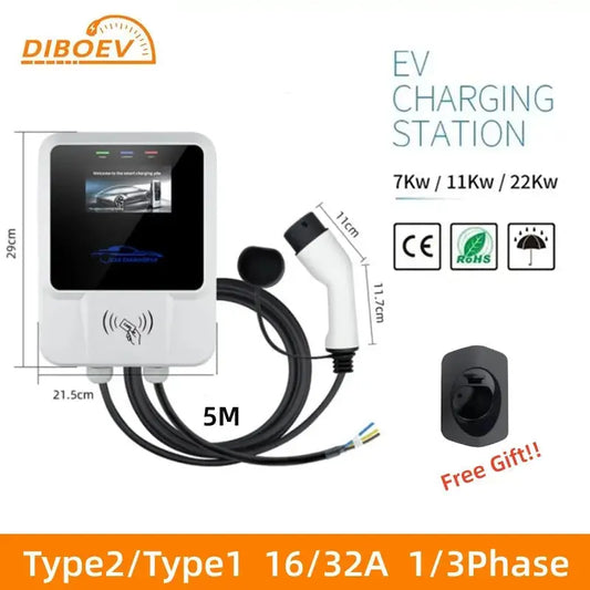 Electric Car Charging Station with APP WIFI Control EV Wall Chargers Type2 7KW 11KW 22KW 16A 32A EV Wallbox Charger IEC62196-2 - 54Grid - Renewable Energy Store