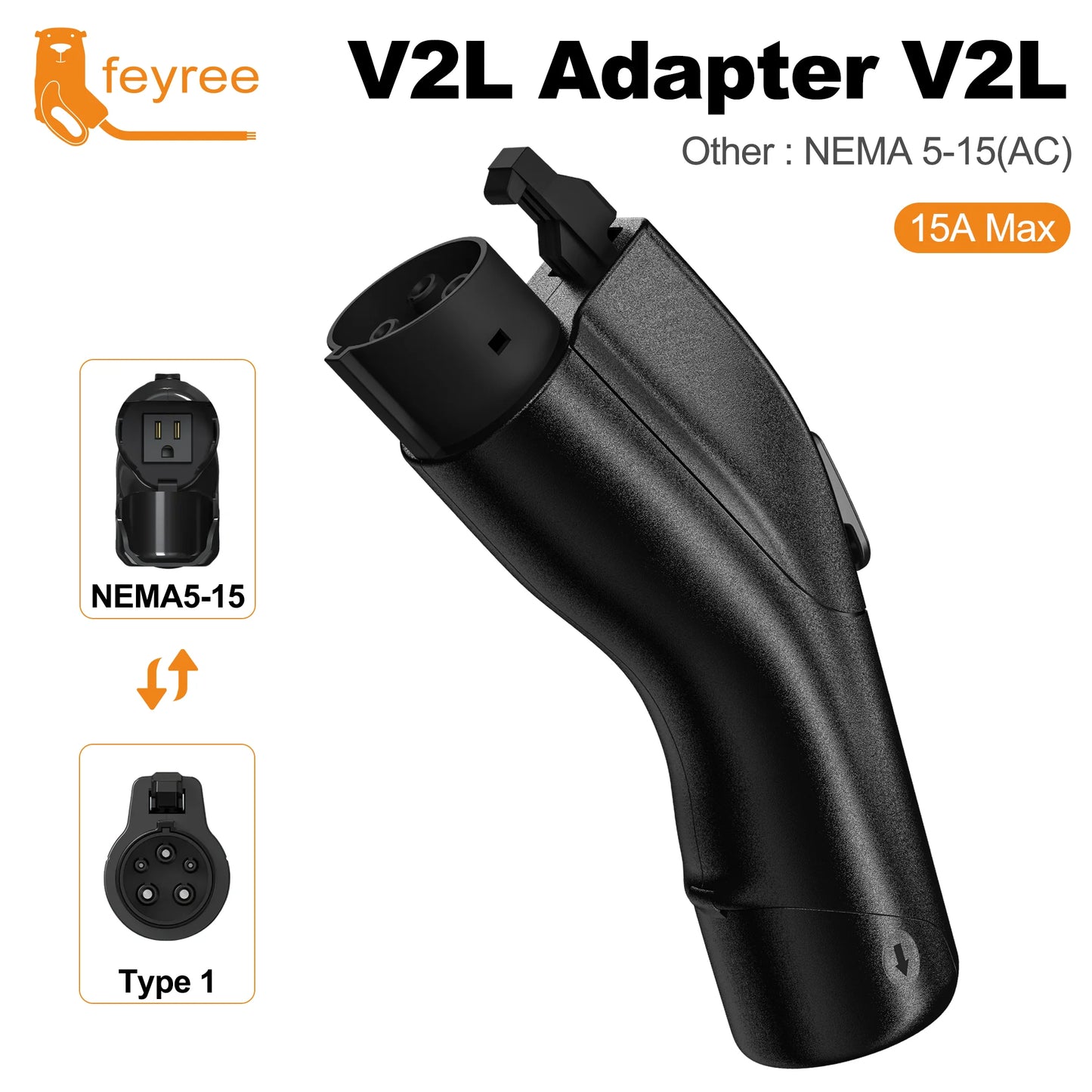 feyree V2L Discharge Adapter 110V15A with NEMA5-15 socket for Hyundai Ioniq 5/6, Kia EV6，Kia Niro EVm Genesis GV60,70