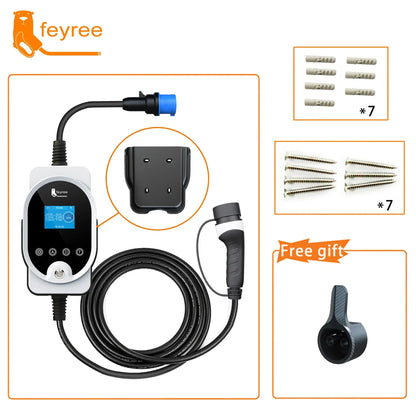 feyree EVSE Wallbox Type2 EV Charger 7KW 32A 1P Fast Charging APP Wi-Fi Control Setting Current & Charging Time for Electric Car