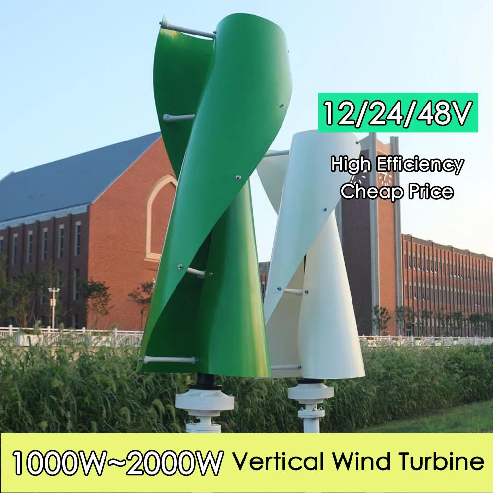 Wind Turbine New Energy Vertical Wing Helical 1000w 2000w Windmills Maglev Generator And Auto MPPT Controller For Home Use - 54Grid - Renewable Energy Store