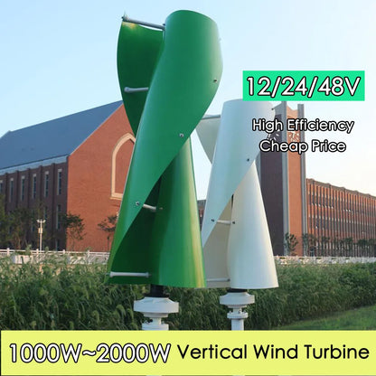 Wind Turbine New Energy Vertical Wing Helical 1000w 2000w Windmills Maglev Generator And Auto MPPT Controller For Home Use - 54Grid - Renewable Energy Store