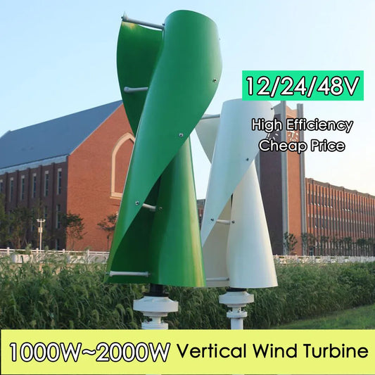 Wind Turbine New Energy Vertical Wing Helical 1000w 2000w Windmills Maglev Generator And Auto MPPT Controller For Home Use - 54Grid - Renewable Energy Store