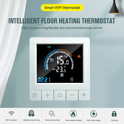 TUYA WiFi Smart Thermostat Temperature Controller For Electric Floor Heating Water Gas Boiler Digital LCD Display Wall Mounted by 54Grid - Renewable Energy Store