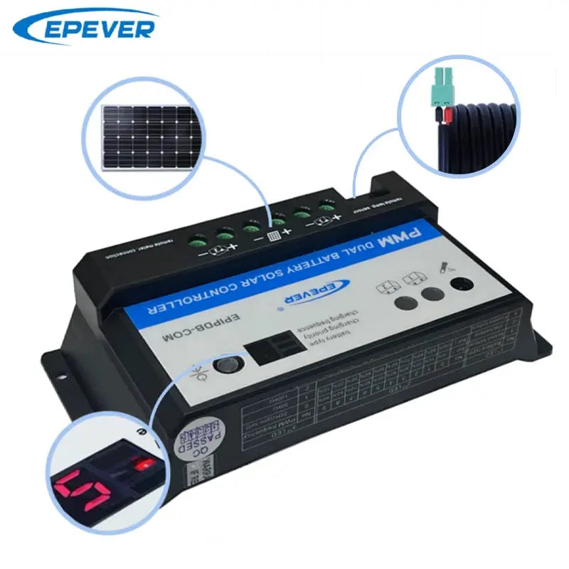 10A 12V/24V Work EPEVER Dual Battery Charger Solar Controller EPIP-COM PWM With MT-1 Optional EPsolar - 54Grid - Renewable Energy Store