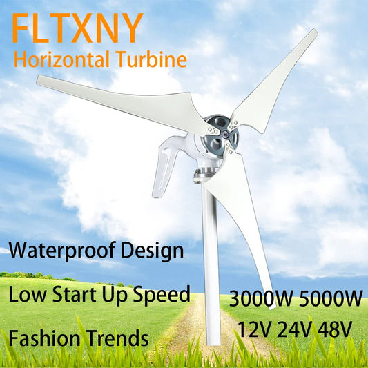 Latest Design 3000W5000W Windmill 12v 24v New Energy 6 Blades Horizontal Wind Turbine Generator Free MPPT Controller For Homeuse by 54Grid - Renewable Energy Store