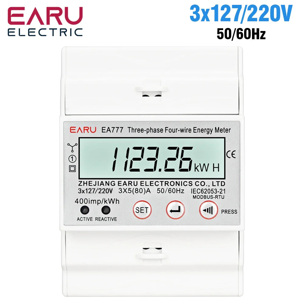 Three Phase LCD Energy Meter Backlight Bidirectional Electricity Meter kWh RS485 Remote Communication for Meter Reading AC 380V