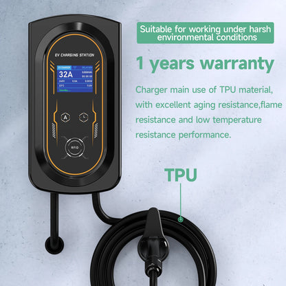 AFYEEV EV Charger 32A 7.6KW Electric Vehicle Car Charger EVSE Wallbox 11KW 22KW 3Phase Type2 Cable IEC62196-2 Socket APP Control