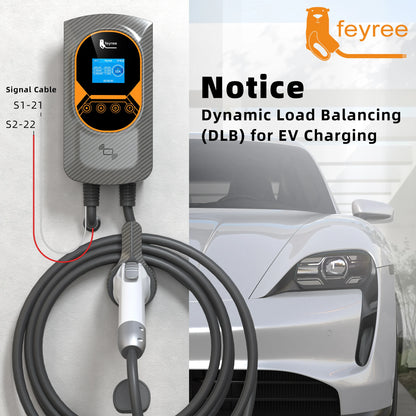 feyree GBT 22kW 32A Three Phase EV Wallbox Smart Dynamic Load Balance RFID Card APP Control EV Charging Station for Outdoor Use