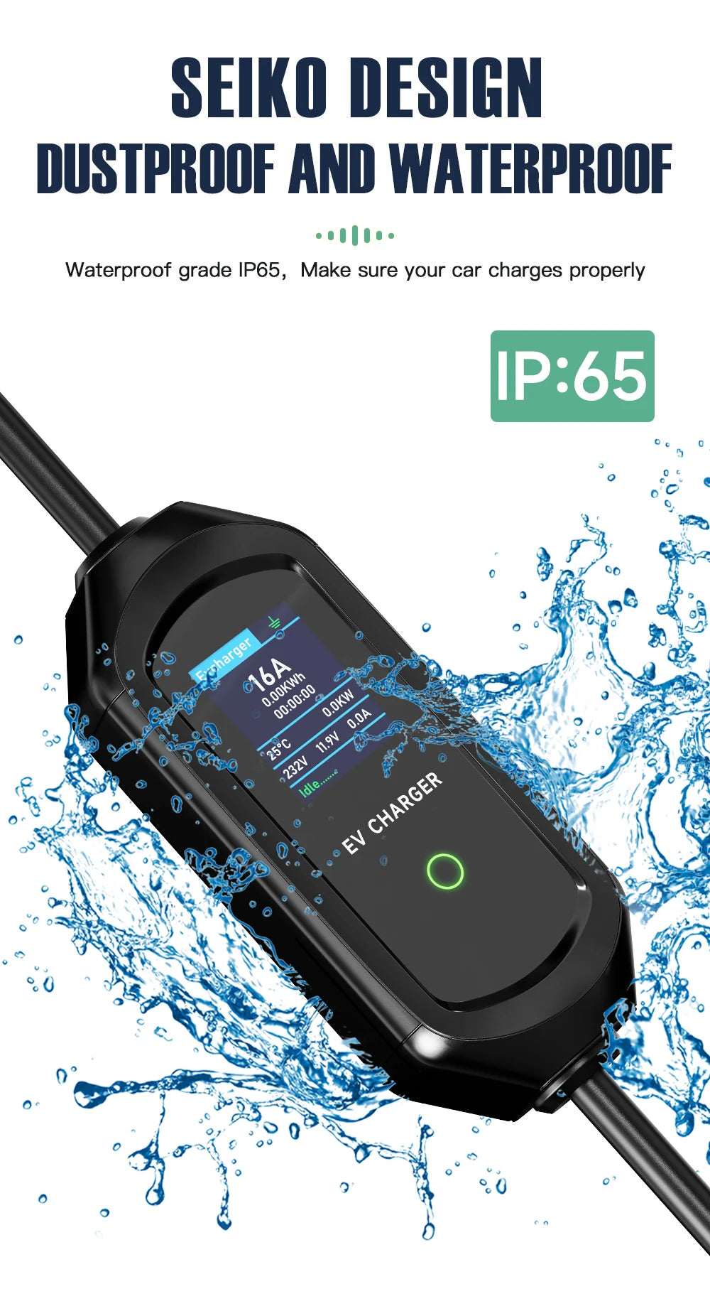 AFYEEV Portable Type2 IEC62196-2 EV Charger 16A GB/T EVSE Charging Cable Type1 SAE J1772 EU Plug Controller Wallbox for Car