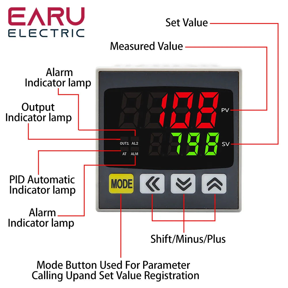New Intelligen Digital PID Thermostat SSR Relay Output Universal Input Heating Cool Temperature Controller Regulator 110V 220VAC by 54Grid - Renewable Energy Store
