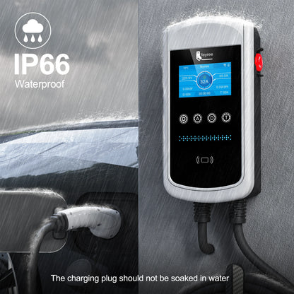 feyree Type2 32A 7kW 1P DLB EV Charger 4.3inch Screen Dynamic Load Balancing 11kW 22kW 3P EVSE Wallbox Station with Charging LOG