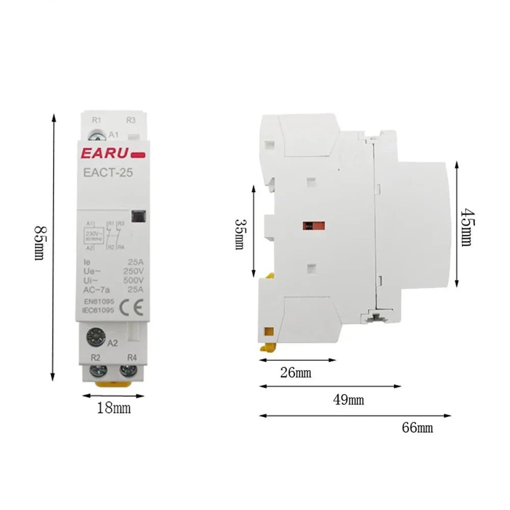 DC12V 24V AC110V 220V 50/60Hz 2P 16A 20A 25A 2NO 2NC 1NO1NC Din Rail Mounted Household Modular AC Contactor for Smart Home House by 54Grid - Renewable Energy Store