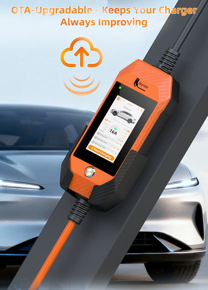 feyree Portable EV Charger For Tesla 3.5kW 16A 1Phase 4.3in Touchscreen With WiFi APP Control with Box Holder For EV Car Charger