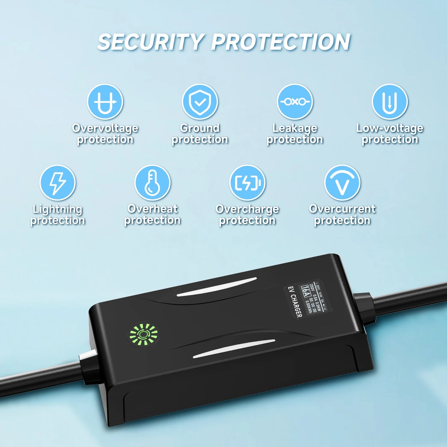 AFYEEV 3.6KW 16A Portable EV Charger Type2 IEC62196-2 EVSE Charging Cable Type1 SAE J1772 EU Plug Wallbox for Electric Car