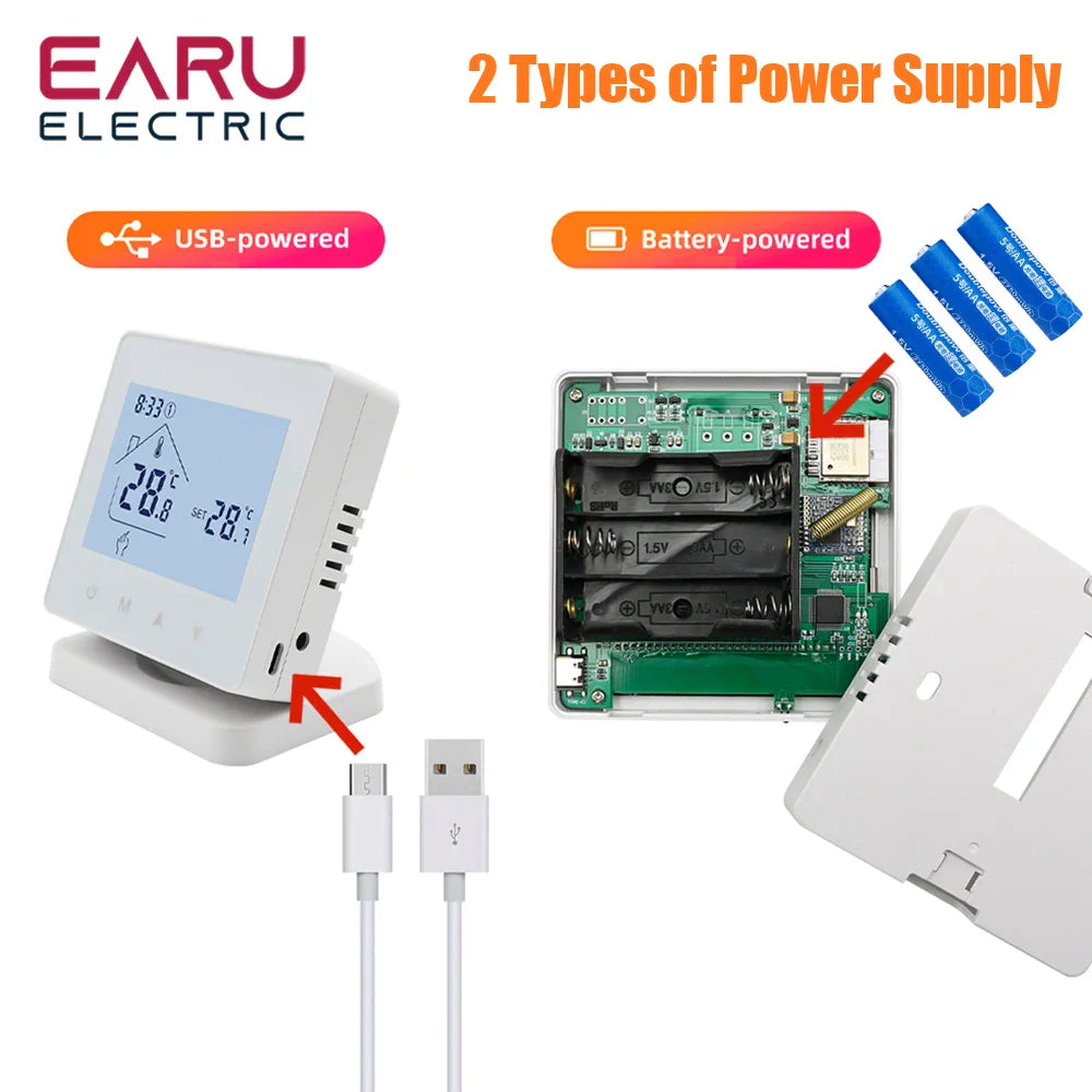 Smart RF Wireless Room Thermostat For Gas Boiler Heating Touch Screen Temperature Controller Home Programmable WiFi Thermostat by 54Grid - Renewable Energy Store
