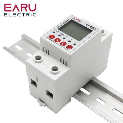 2P 63A 230V Tuya WiFi Smart Energy Meter Power kWh Meter Earth Leakage Over Under Voltage Protector Relay Device Switch Breaker by 54Grid - Renewable Energy Store