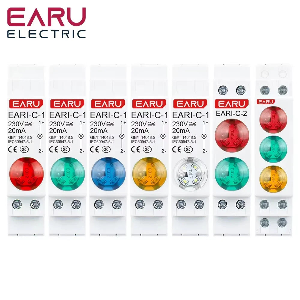 18mm Rail Indicator Light AC DC 220V 230V LED Dual Color Signal Light Tri Color Indicator Light 50/60Hz Light Red Green Blue