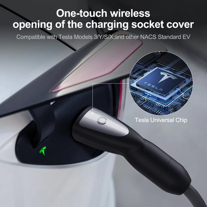 feyree TS-NACS Socket EV Charger Plug One-touch Wireless Open of Charging Cover 16A 32A 40A 50A Car Side for Model 3 X Y S