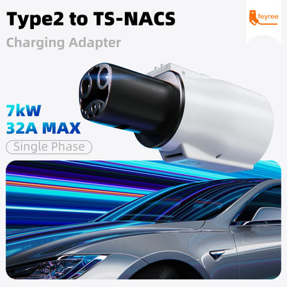 feyree Type 2 to NACS EV Charger Adapter 32A 7kW 1 Phase AC Charging Cable Connector for Tesla Electric Car Home Charging
