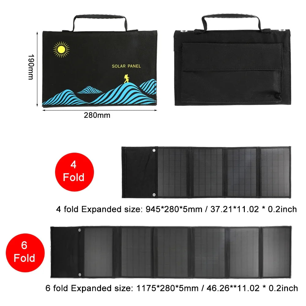 Solar Panel Portable Folding 1000W Bag USB+DC Output Solar Charger Outdoor Power Supply - 54Grid - Renewable Energy Store