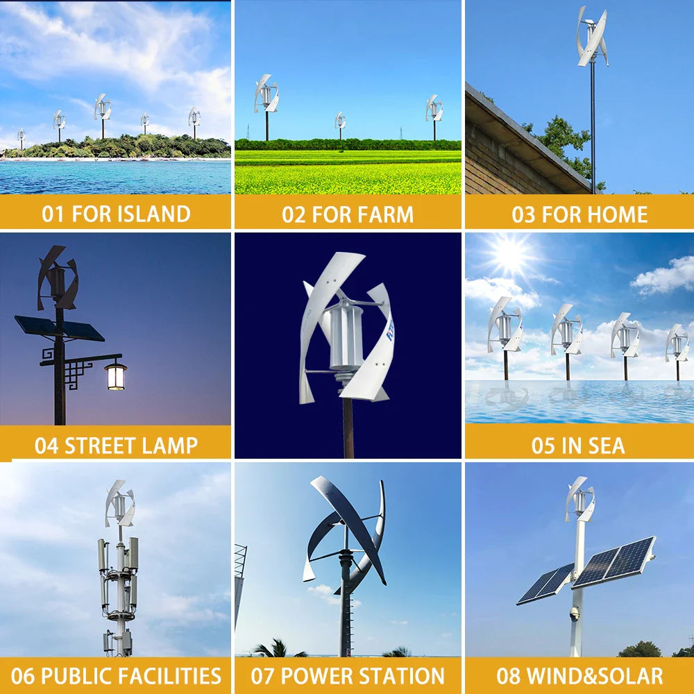 2000w Vertical Axis Wind Turbine Generator Complete Set 48v Windmill 220v AC Output Household Kit With Controller Inverter by 54Grid - Renewable Energy Store