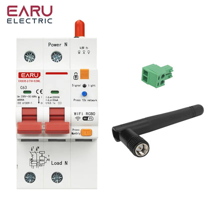 Tuya WiFi Smart RS485 Metering Leakage Circuit Breaker MCB RCBO AC230V Remote Control Circuit Breaker With Leakage Protection