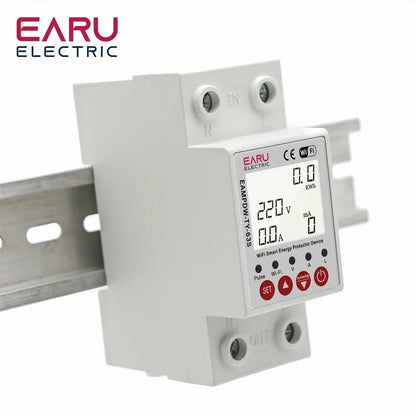 63A Tuya Smart WiFi Circuit Breaker Switch BI-Direction Measuring Earth Leakage Over Under Voltage Protector Energy Power Meter by 54Grid - Renewable Energy Store