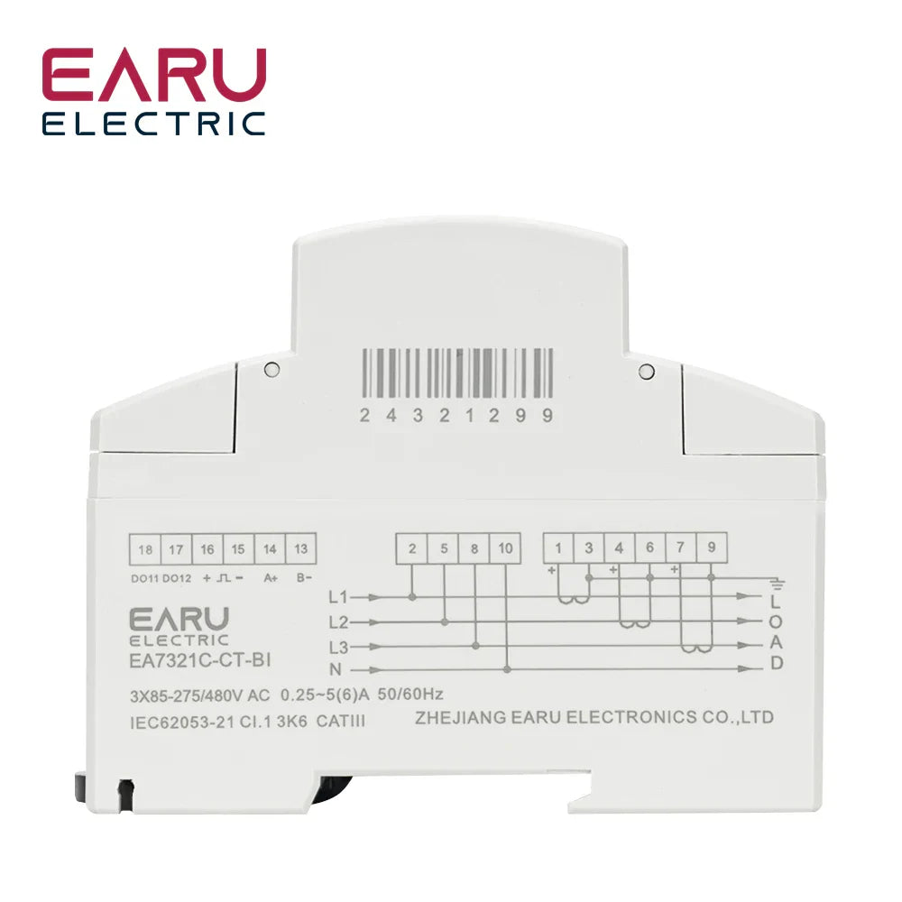 Tuya Smart Three-Phase Bidirectional Electricity Meter with WiFi & ZigBee for KWh Monitoring, featuring RS485 Interface AC 380V