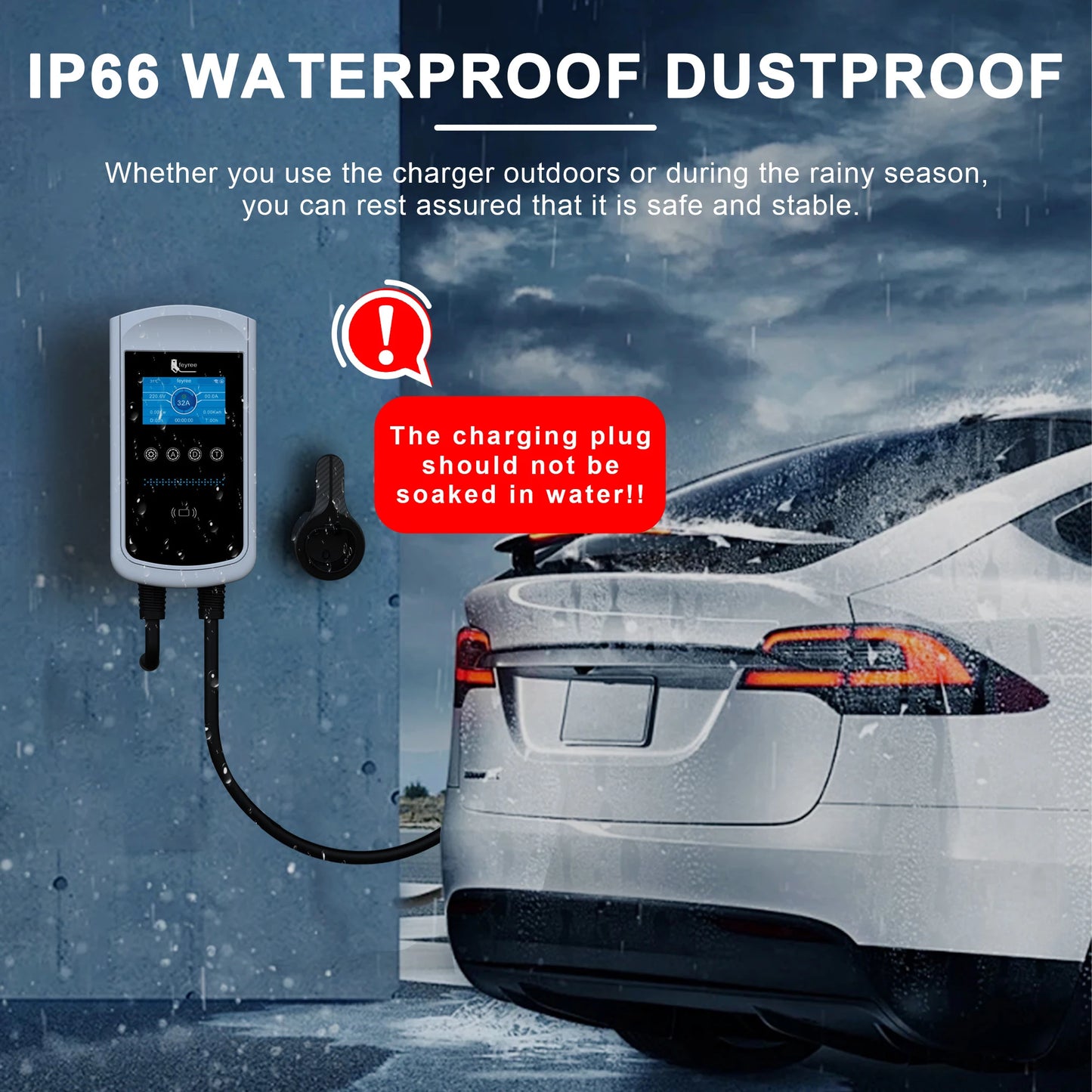 feyree EV Charger GB/T Socket 7.6kw 32A Wallbox 4.3 inch Big Screen APP Charge History Record 11kw 22kw 3 Phase Charging Station