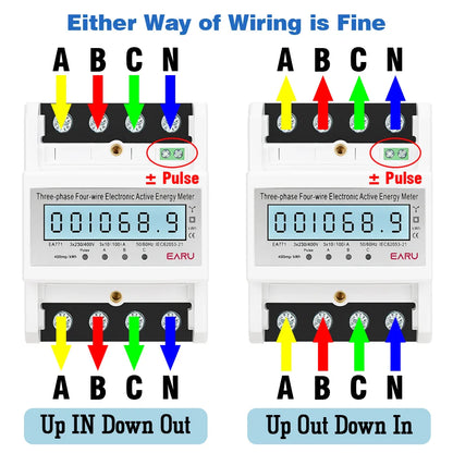 Three Phase LCD Energy Meter Backlight Bidirectional Electricity Meter kWh RS485 Remote Communication for Meter Reading AC 380V