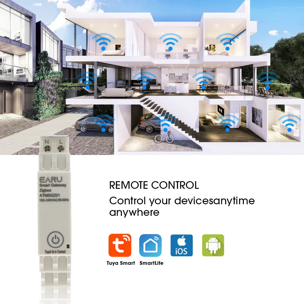 Tuya Wireless Zigbee Bridge Smart Home AC100~240V 50/60Hz Din-Rail Zigbee Gateway Hub Remote Control for Alexa Google Home by 54Grid - Renewable Energy Store