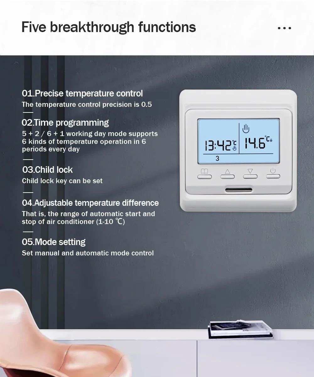 WiFi Smart Thermostat Temperature Controller Electric Floor Heating TRV Water Gas Boiler Remote Control Tuya Alexa Google Home by 54Grid - Renewable Energy Store